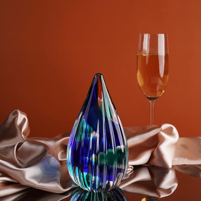 Hand-Blown Glass Sculpture - Murano-Style Glass Statue and Figurine - Wonderful Gift, Green-Blue