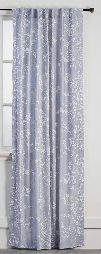 Maison d' Hermine Curtains for Living Room 100% Cotton 84 inch Length One Panel Light Filtering Curtains for Bedroom Windows with Rod and Loop Pockets Drapes (Louxor Blue, 50" W x 84" L)