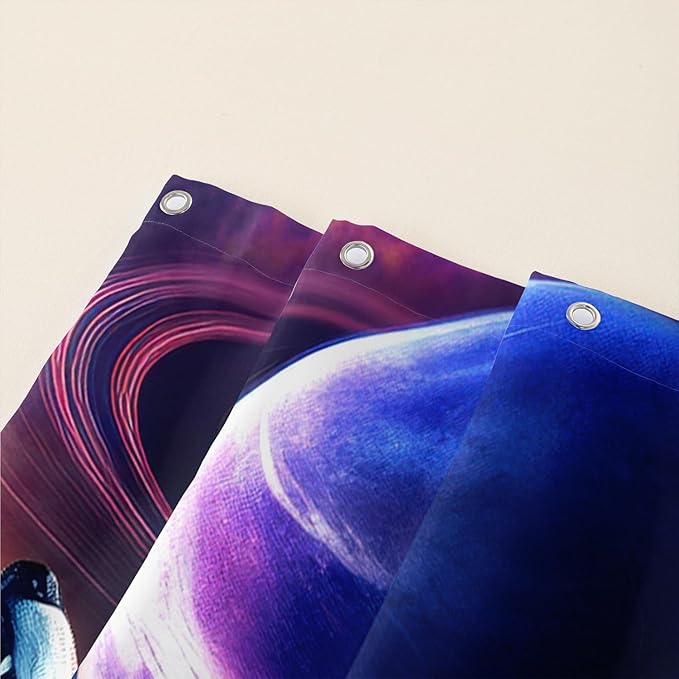 AILONEN Howling Wolf Shower Curtain,Lightning Planet Wolf Bath Curtain for Kids Boys Girls,Wildlife Animal Polyester Waterproof for Shower with 12 Plastic Hooks 72" W*84" H