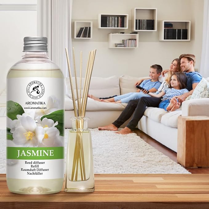 Jasmine Reed Diffuser Refill - 4x17 Fl Oz - Scented Reed Diffuser Refill - Home Fragrance - Air Freshener - Room Freshener - Floral & Long Lasting Scent - Aromatherapy