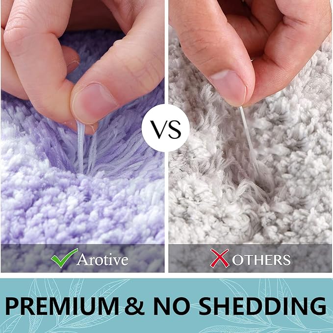 Arotive Microfiber Bathroom Rugs, Shaggy Soft and Absorbent Bath Rug, Non-Slip, Thick Plush Machine Washable Dry Bath Mats for Bathroom, Tub and Shower, 59x24, Dark Purple