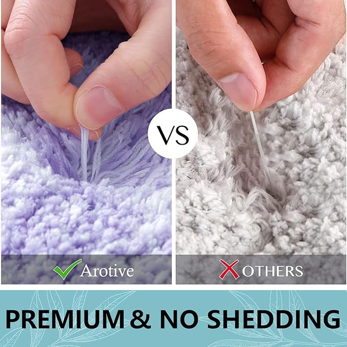 Arotive Microfiber Bathroom Rugs, Shaggy Soft and Absorbent Bath Rug, Non-Slip, Thick Plush Machine Washable Dry Bath Mats for Bathroom, Tub and Shower, 34x21, Dark Purple