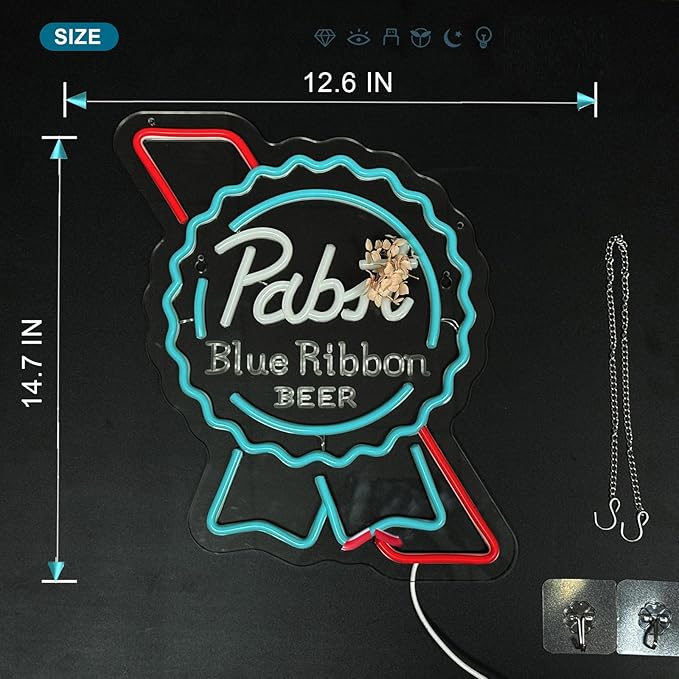 Beer P Neon Sign for wall decor USB Powered Dimmable Bar Wall Decor for Man Cave Home Pub(14.7x12.6 Inch)