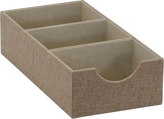 Household Essentials Brown 722-1 Deep 3 Section Drawer Organizer Box for Storage | 12 in x 6.13 in x 3.13