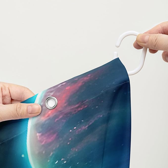 AILONEN Dinosaur Shower Curtain for Kids Boys Teens.Sky Blue Planet Dinosaur Bath Curtain for Bathroom,Machine Dinosaur Curtain Modern Polyester with 12 Plastic Hooks 48" W*72" H