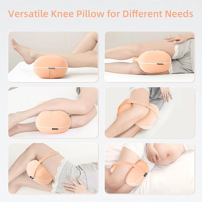 Knee Pillow for Side Sleepers - Memory Foam Leg Pillow for Side Sleeping - Comfortable Soft Side Sleeper Leg Positioner Pillows for Pregnancy, Hip Pain, Spine Alignment (Peachpuff)