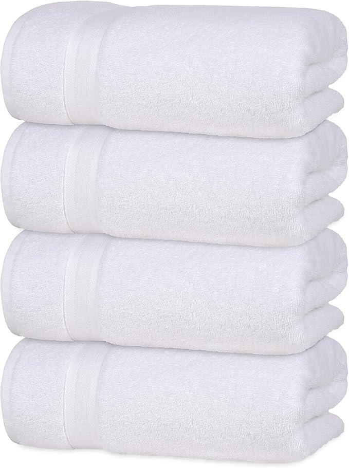 Quick-Dry, Soft & High Absorbent Hand Towels 16"x29" Cotton Turkish Hand Towel Set of 4 | Daily Use 100% Cotton Towels for Bathroom, Gym & More | Bathroom Hand Towels (4 Pcs, White)