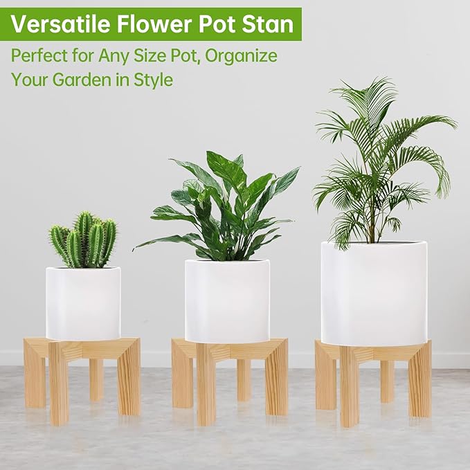 Wood Plant Stand Indoor/Outdoor for Plants, Large Size Planter Stand Holder,Sturdy and Stable Flower Pot Stand,Fits Most Size Flower Pots In Room (1 Pack-White)