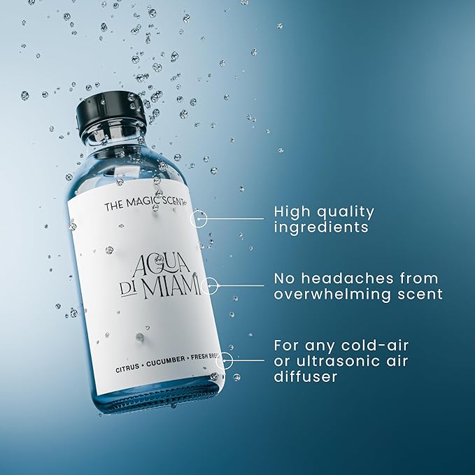 Aqua di Miami Oils for Diffuser - HVAC, Cold-Air, & Ultrasonic Diffuser Oil Inspired by The Ocean - Essential Oils for Diffusers Aromatherapy - 4 fl oz, 120 mL