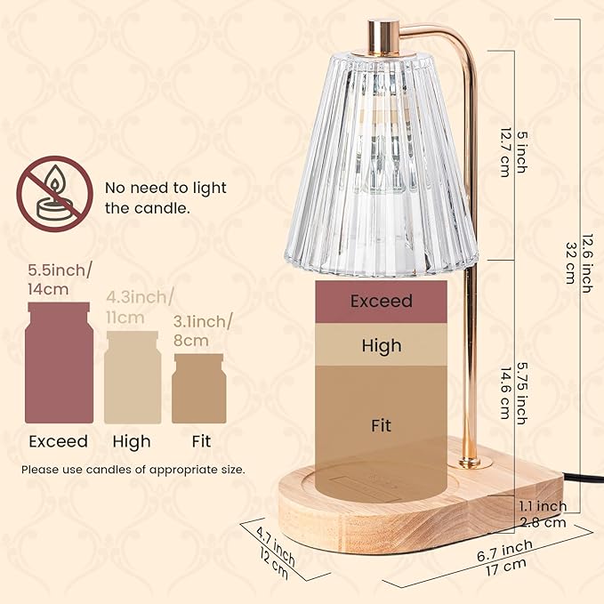 Candle Warmer Lamp with Timer Dimmer, Wax Melt Warmer with 2 Bulbs for Jar Candles, Graduation Birthday Gifts for Mom Women Sister Friend, Housewarming Gifts for New Home Room Office Decor