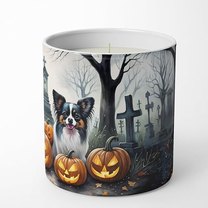 Caroline's Treasures DAC2070CDL Papillon Spooky Halloween Decorative Soy Candle Nature Soy Wax Essential Oil Home Decor Ideal for Bedroom Kitchen Bath Office Gift, 10 oz
