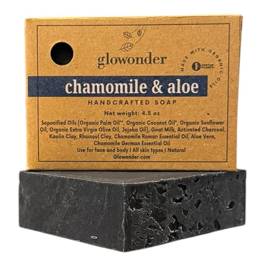 1 Pack Chamomile Aloe Handmade Organic Bar Soap for Face and Body - Moisturizing, All-Natural, Cruelty-Free - Botanical Ingredients - Shower, Bath, Hand Soaps, Gifts - 4.5 oz