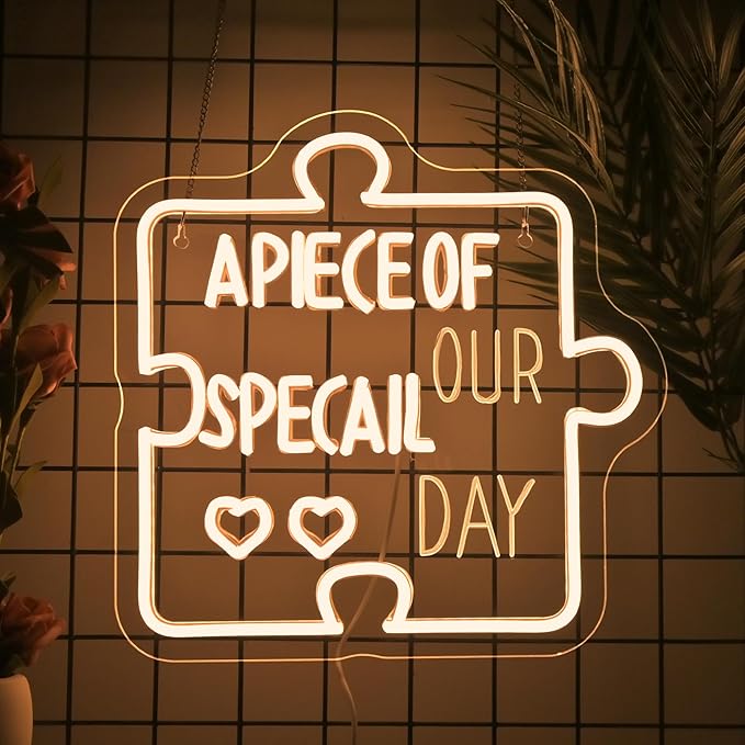 NOSUN A PIECE OF OUR SPECIAL DAY Neon Sign for Wall Decor Special Day Light Sign Warm White LED Dimmable Neon Light Sign for Bachelorette Party Engagement Party First Birthday Favors Wedding Anniversary for Party Home Wall Wedding Decoration Art Gift