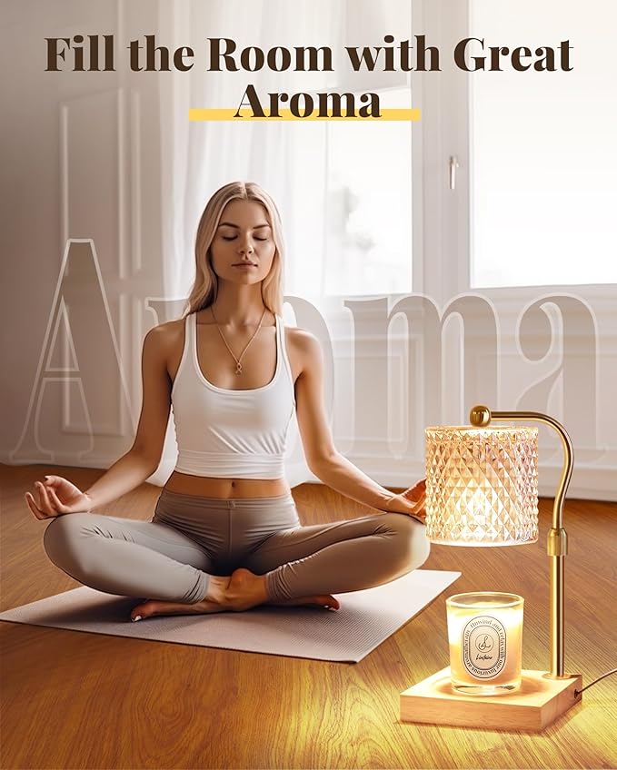 Candle Warmer Lamp with Timer Dimmer Adjustable Height, Mothers Day Gifts for Mom, Birthday House Warming New Home Decor Gifts for Women, Electric Wax Warmer with 2 Bulbs for Jar Candles, Amber