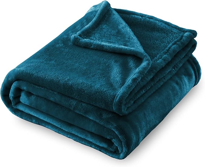 SOCHOW Flannel Fleece Blanket Throw Size, All Season Super Soft Cozy Blanket for Bed or Couch, Blue Coral, 50x60 inches
