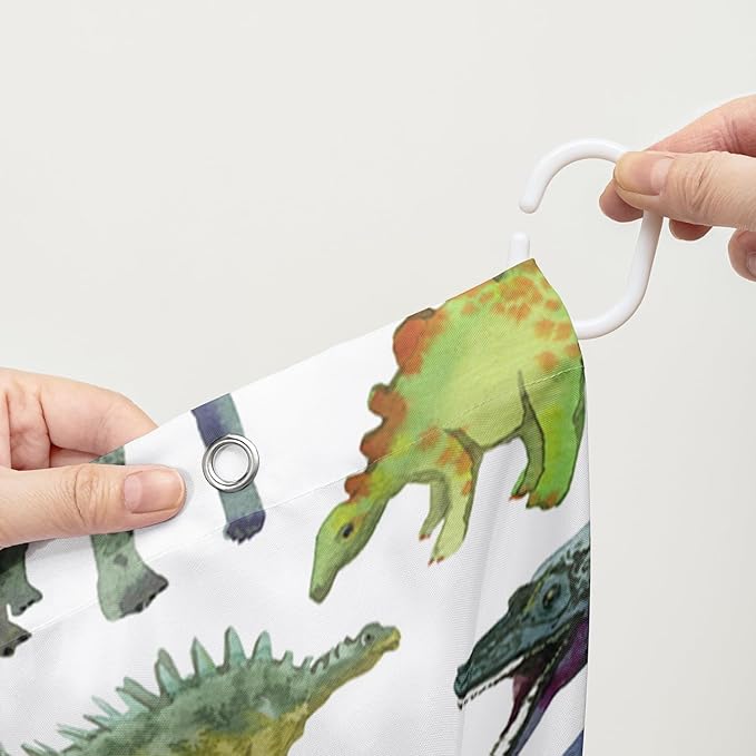 AILONEN Dinosaur Shower Curtain 72" W*84" H for Bathroom,Cartoon Dinosaur Bathroom Shower,Tropical Jungle Dinosaur Kids Boys Bath Curtain Polyester Waterproof Bathroom Curtain with 12 Hooks