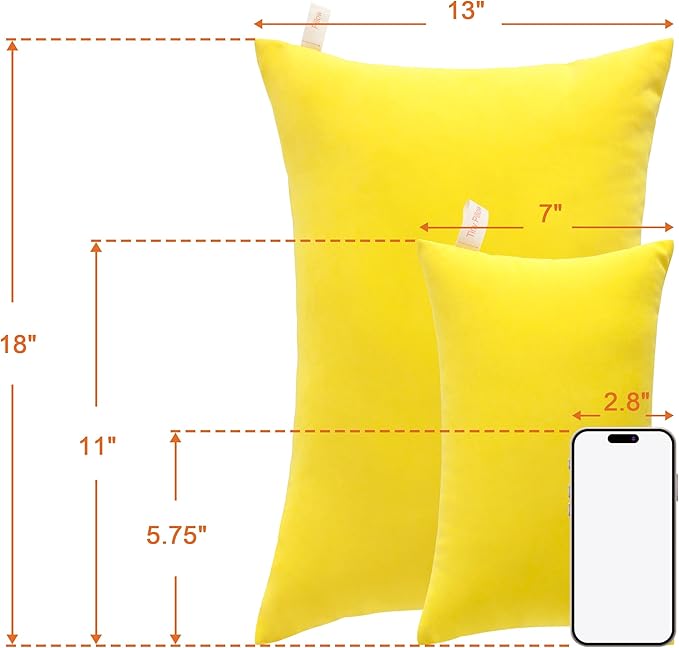NTBAY Tiny Pillows, Down Alternative 7"x11" Microfiber Mini Pillows for Travel, Pets, Soft Machine Washable Small Pillows for Neck, Wrist, Lumbar and Knee, Yellow