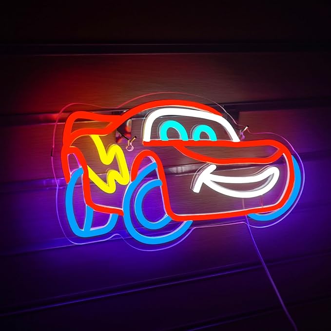 Sports Car Neon Sign, Racing Car LED Sign, 14.6x8.3x0.6 inches, Acrylic Neon Wall Sign for Man Cave, Garage, Party Decoration