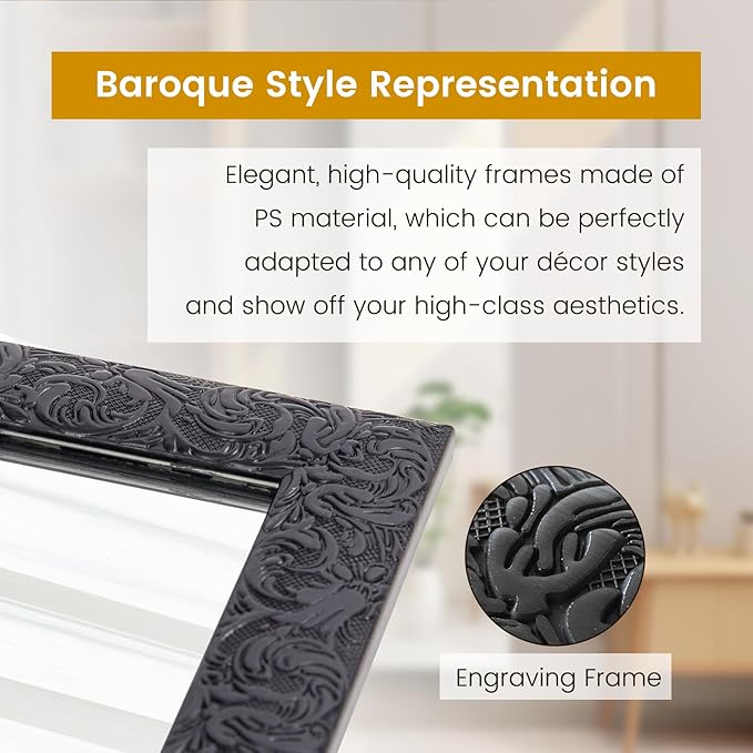 Beauty4U Full Length Mirror Wall Mirror Full Body Mirror Explosion-Proof Wall Mounted Hanging Mirror for Dorm with Rectangular Float Framed for Room Decor, 50"x 14", Black