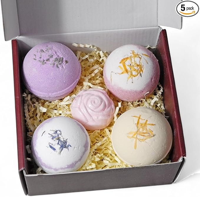 Handmade Bath Bombs Gift Set 5pcs, Scented with Essential Oils, Gift for Women