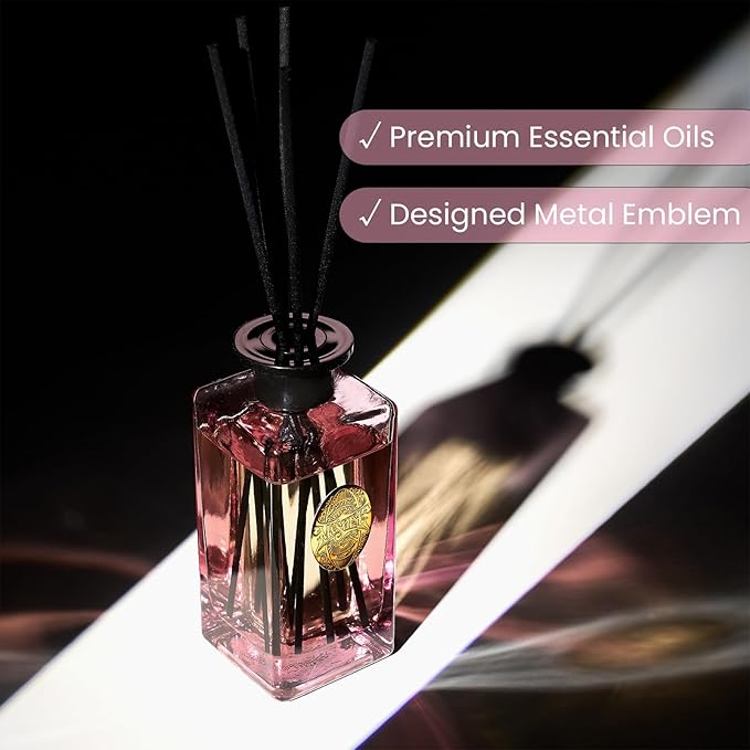 M&SENSE 10.14 oz Large Reed Diffuser | Gardenia Scent Oil Diffuser with Sticks |Long Lasting Non-Toxic Essential Oil |Reed Diffuser for Bathroom Shelf Decor