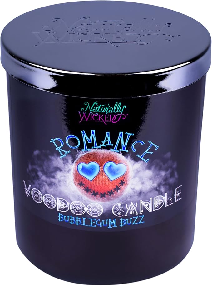 Naturally Wicked Voodoo Romance Candle Set - Inc. Voodoo Doll, Crystal, Wood Wick, Bubblegum Buzz Scent & Gift Box