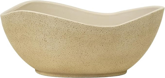 Classic Home and Garden Arc Unique Planter Bowl w/Drain Plug - UV Resistant Shallow Planter - Modern Plant Pot for Herbs (12” Desert)