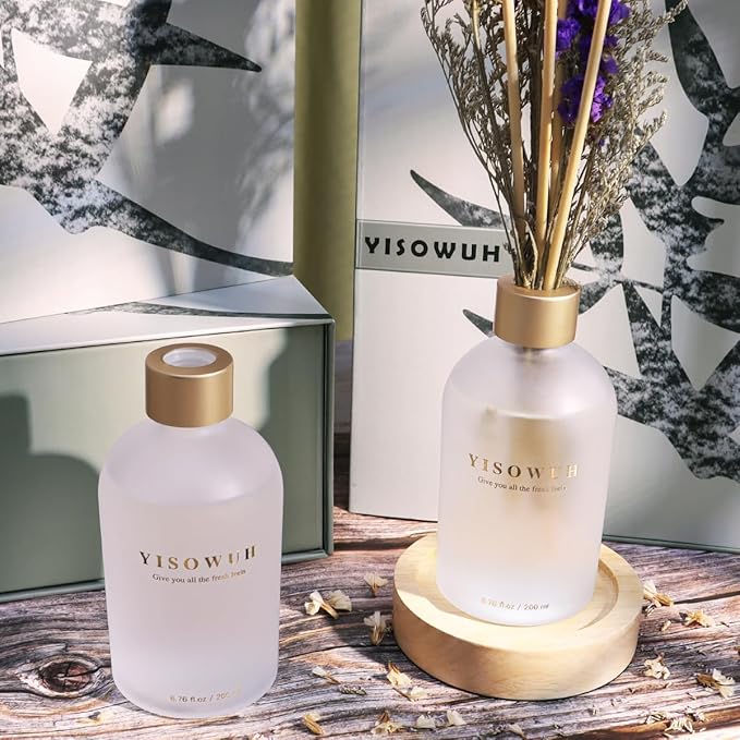 Reed Diffuser - Lavender&Olive 6.76oz（200ml） 2 Packs Flower Essential Oil Reed Diffuser Set with 16 Sticks - Long Lasting Fragrance for Home Bedroom Bathroom Room Shelf Decor