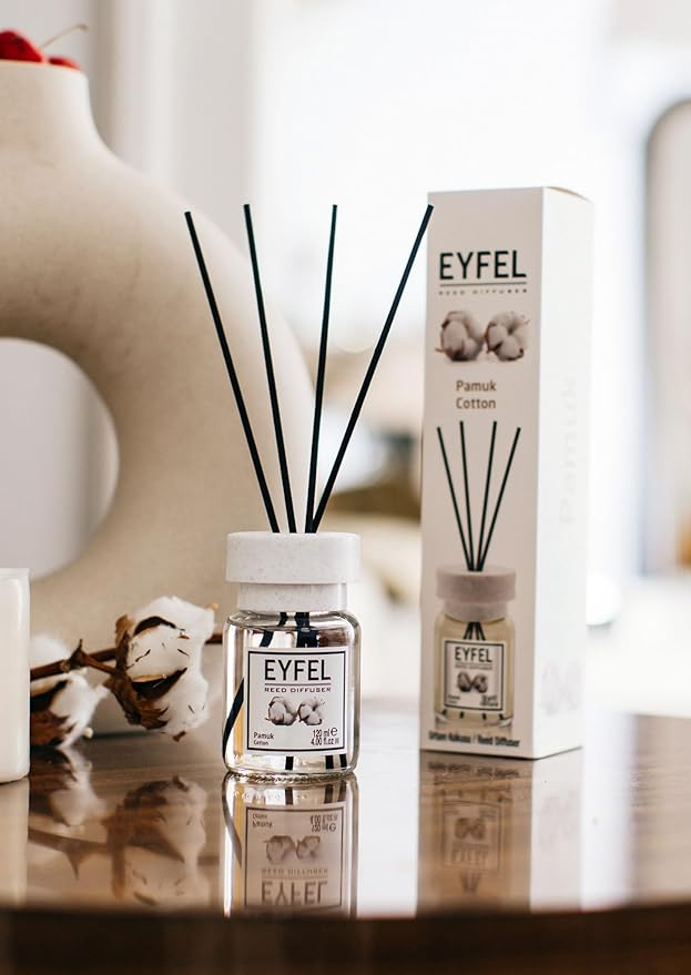 EYFEL Reed Diffusers for Home – Cotton Reed Diffuser Set 4.05 fl oz Oil Diffuser Sticks, Bathroom Diffuser, Home Fragrances, Scented Sticks, Home Décor