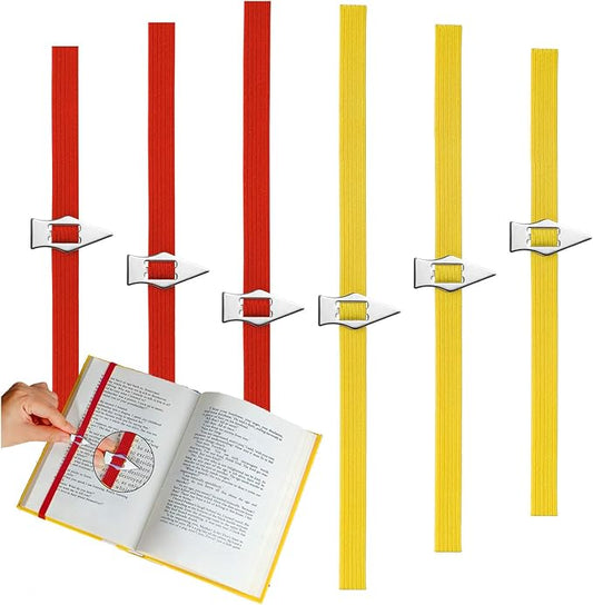 Elastic Bookmark,6 Pack Book Marks with Pointer Perfect for Book Reading-Mark Last Place,Planner Bookmarks for Reading Women,Men,Kids,Book Lovers(Red+Yellow)