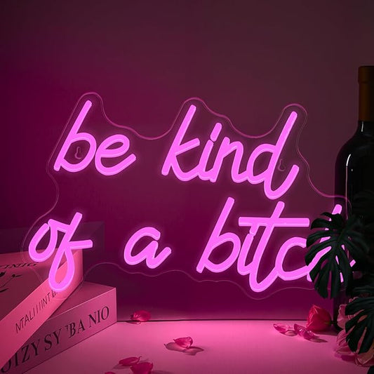 Be Kind Of A B Neon Sign Pink Led Signs for Girls Bedroom Wall Decor Funny Neon Light Sign For Bacelorette Party Club Bar Wedding Preppy Room Decoration Hilarious Women Gifts