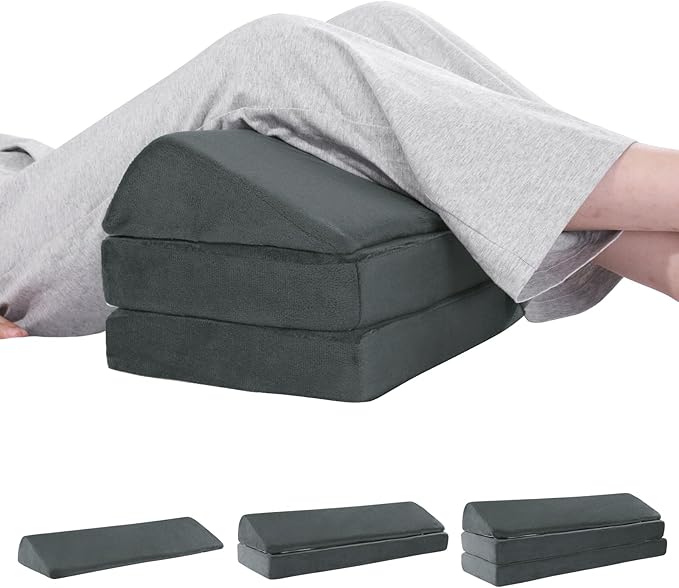 BALAPET 3-in-1 Adjustable Height Wedge Pillow, 7" Height Leg Knee Pillow for Side Sleepers & Aligns Spine, Supportive Bolster Pillow for Pregnancy Relieves Pressure Hip Leg Elevation, 26", Dark Grey