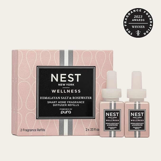 NEST New York Smart Home Fragrance Diffuser Refill Smart Vials, Himalayan Salt & Rosewater - Set of 2 - Designed for NEST x Pura 3 and NEST x Pura 4 Diffusers - Cruelty Free, Vegan - Made in USA