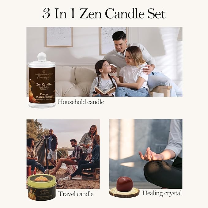 APSARAS Energy+Tranquility Scented Candles, Chocolate Cinnamon Aromatherapy Spring Candle Sets for Women Gift for Bathroom, Jar Non Toxic Soy Candles for Home Scented, 36 Hours Burn Time