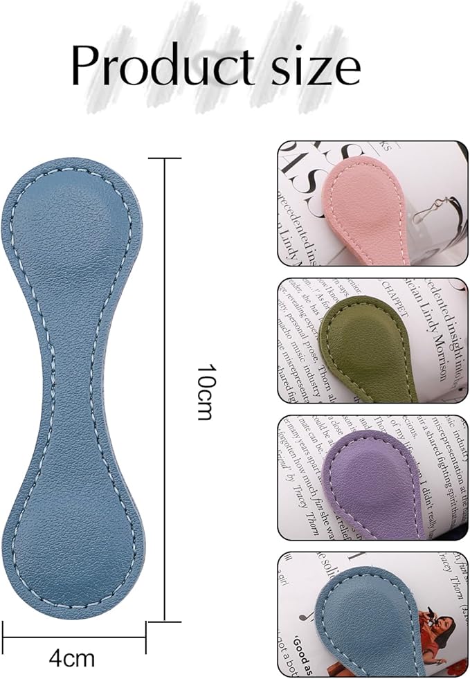 Leather Magnetic Bookmarks, 4Pcs Dark Morandi Magnet Book Mark Clips Gift for Women, Kids, Reading Book Lovers, Teacher Gift for School Office Home Supplies Father's Day Gift (Blue+Green+Purple+Pink)