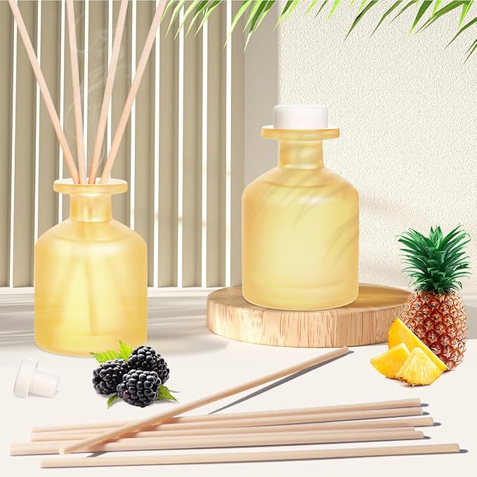 Reed Diffuser - BlackBerry Pineapple 3.38oz (100ml) 2 Packs Essential Oil Reed Diffuser Set with 16 Sticks, Long Lasting Fragrance for Home, Bathroom, Bedroom, Room, Decor