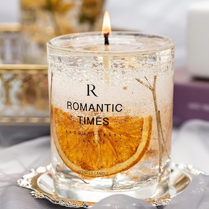 EPIKOS Jelly Aromatherapy Candle with Eternal Flower Inside and with Nighttime Illumination,12.35oz, 45 Hour Burn Time, Perfect Home Decor, Gift Choice, Floral, Fruity Scents (Lime, Basil & Mandarin)