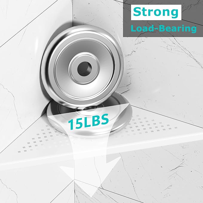 Bathroom Corner Shelf, Recessed 12" Shower Shelf Caddy, SUS304 Stainless Steel Shelf Wall Mount Triangular, No Drilling, Matte White