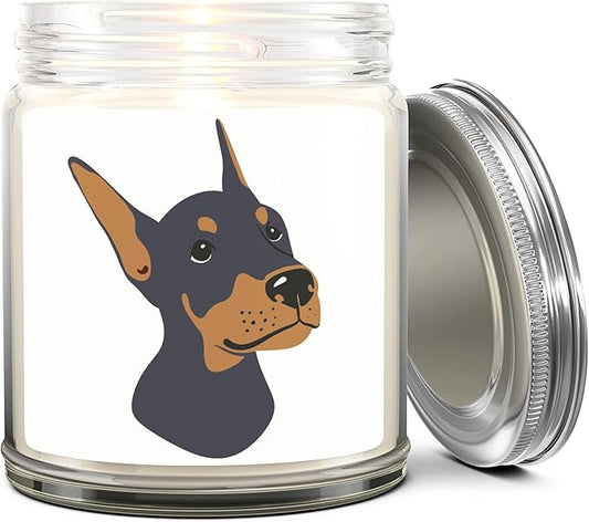 1OAK Lavender Scented Candles - Dog Mom Gifts for Women - Dog Candle - Made in USA (Doberman)