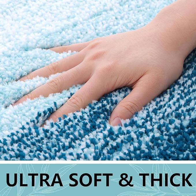 Arotive Microfiber Bathroom Rugs, Shaggy Soft and Absorbent Bath Rug, Non-Slip, Thick Plush Machine Washable Dry Bath Mats for Bathroom, Tub and Shower, 50x30, Peacock Blue