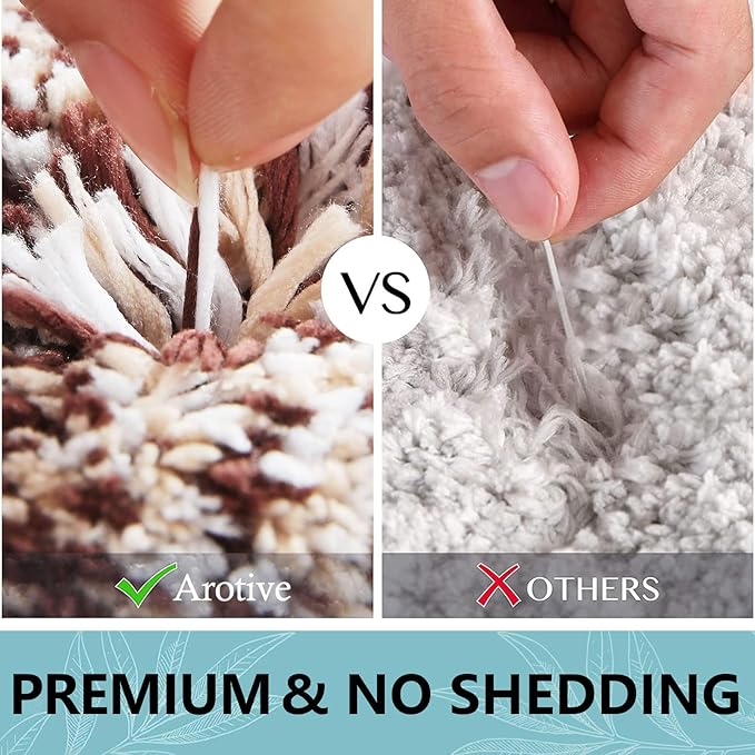 Arotive Microfiber Bathroom Rugs, Shaggy Soft and Absorbent Bath Rug, Non-Slip, Thick Plush Machine Washable Dry Bath Mats for Bathroom, Tub and Shower, 44x24, Brown