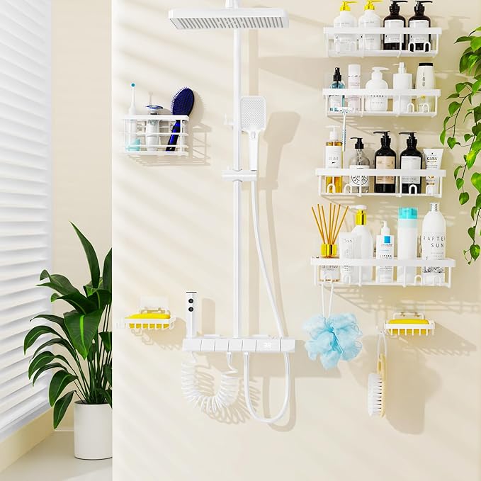 Moforoco Silver 7 Pack Shower Organizer Caddy (White)