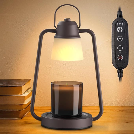Candle Warmer Lamp with Timer, Dimmer Candle Warmer Scented Candles, Electric Wax Warmer for Jar Candles, Candle Lamp Warmer with 2 Bulbs,Home Decor, Birthday Gifts for Women Men