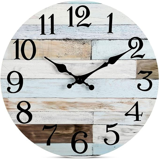 Wall Clock Battery Operated 14 Inch Silent Non-Ticking Coastal Country Style Decorative for Living Room, Kitchen, Home,Bathroom, Bedroom, Laundry Room