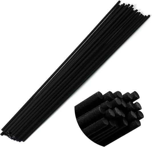 Black Oil Diffuser Sticks 20pcs 16.93in/43cm0.197in/5mm Fragrance Refill Fibre Reed Thick Diffuser Sticks for Home Office Spa and Bedroom