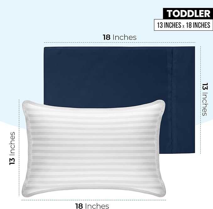 Utopia Bedding Toddler Pillow Cases - 2 Pack - Envelope Closure - Soft Brushed Microfiber Fabric - Shrinkage and Fade Resistant Pillow Covers 13 X 18 Inches (Toddler, Navy)