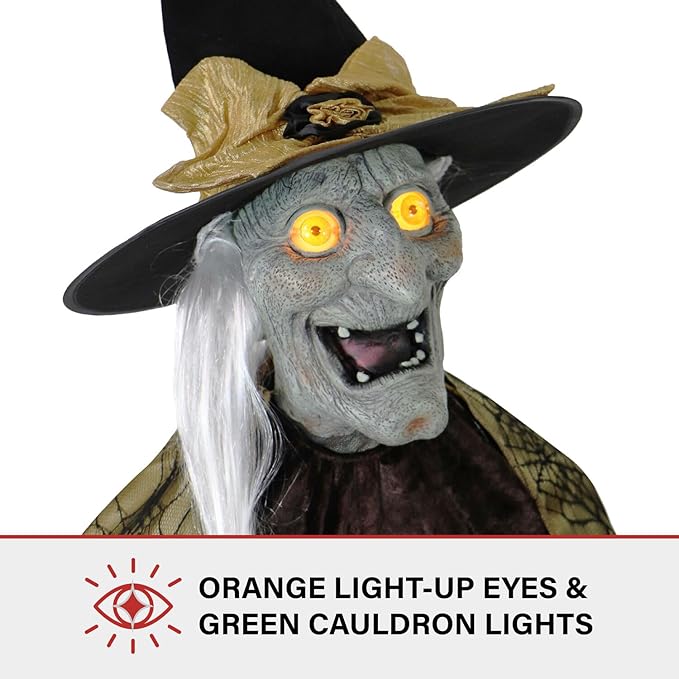 Haunted Hill Farm Motion-Activated Wicked Sitchwick Sisters, Plug-in Talking Scare Halloween Animatronics for Indoor or Covered Outdoor Display, Creepy and Modern Fright Props for Home