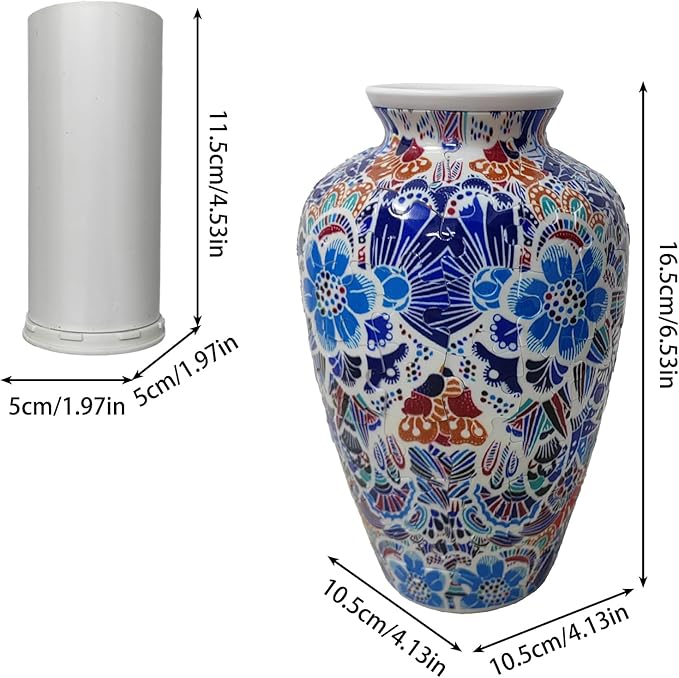 3D Puzzle Vase Unique Flower Vase for Adults Made by 120 Curved Plastic Puzzle Pieces, Vases for Flower Home Creative Gift for Parents & Housewarming
