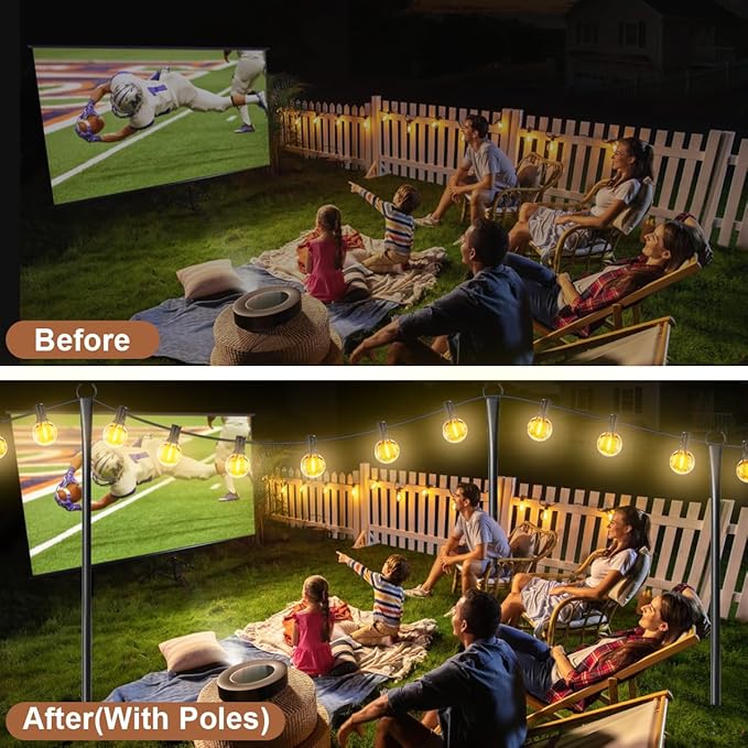 6 Pack String Light Poles for Outside, 10ft Heavy-Duty Metal Light Poles for Outdoor String Lights with Fork, Adjustable Lighting Accessories for Patio Decor Backyard Yard Pergola Garden Decorations