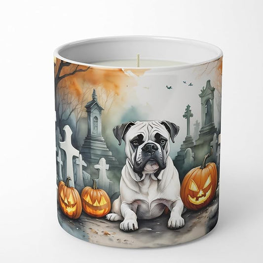 Caroline's Treasures DAC2024CDL Boxer Spooky Halloween Decorative Soy Candle Nature Soy Wax Essential Oil Home Decor Ideal for Bedroom Kitchen Bath Office Gift, 10 oz